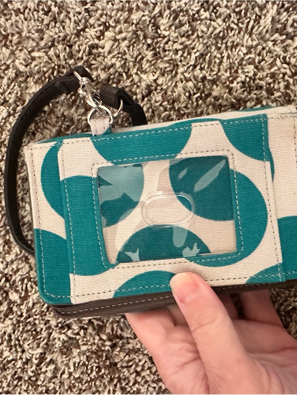 thirty-one Teal Canvas Wristlet ID Wallet